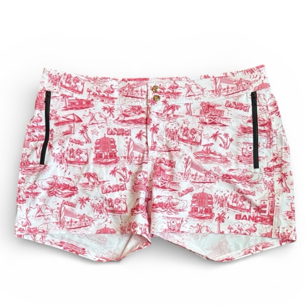 Bang! Toile De Miami Swim Shorts Trunks Men’s XL Red Tailored Graphic Print